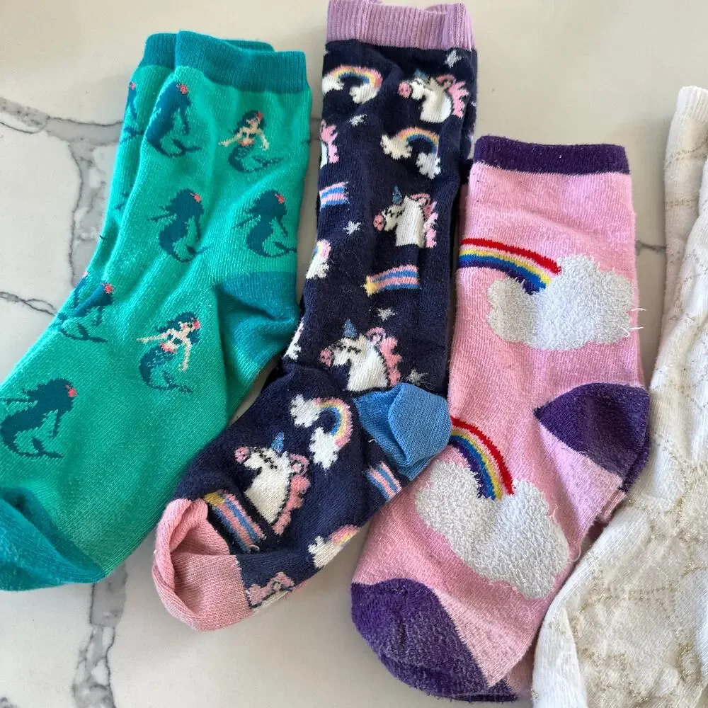Girls Sock Bundle - Mermaid, Unicorn, Rainbow, hearts